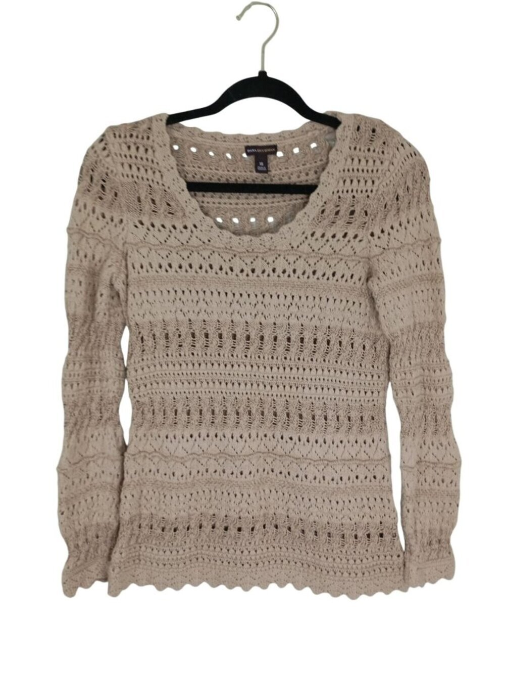 Dana Buchman Beige Open-Knit Pullover Sweater XS Womens